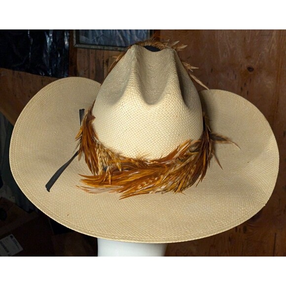 Roundup Rodeo King Long Oval Straw Cowboy hat size 7 - Picture 3 of 9